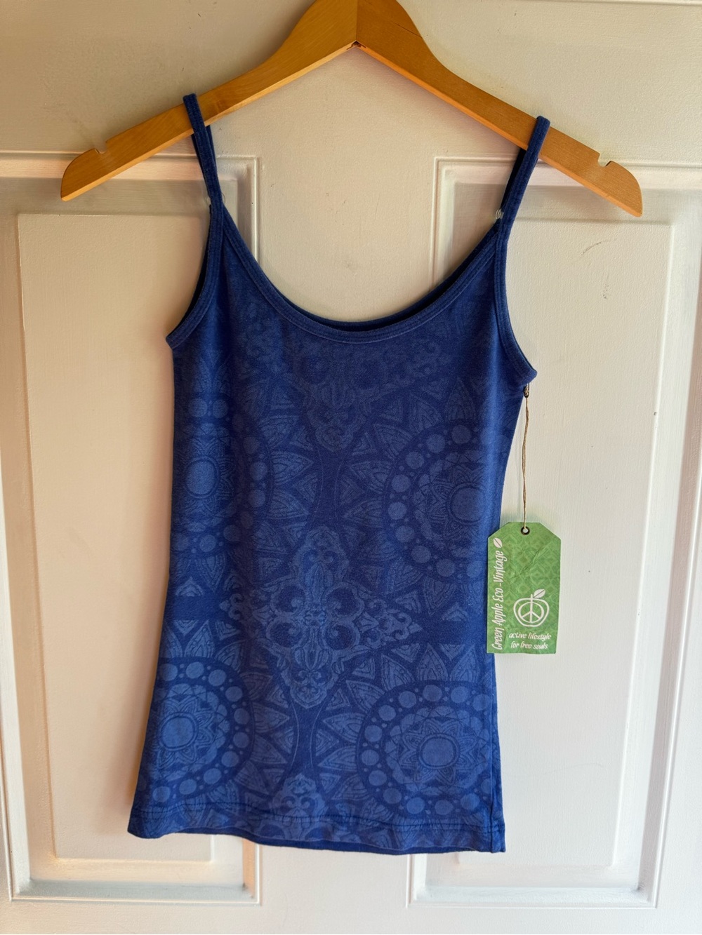 Green Apple Sustainable Bamboo Cotton - YogaTank Top - Blue Mandala- Small NWT